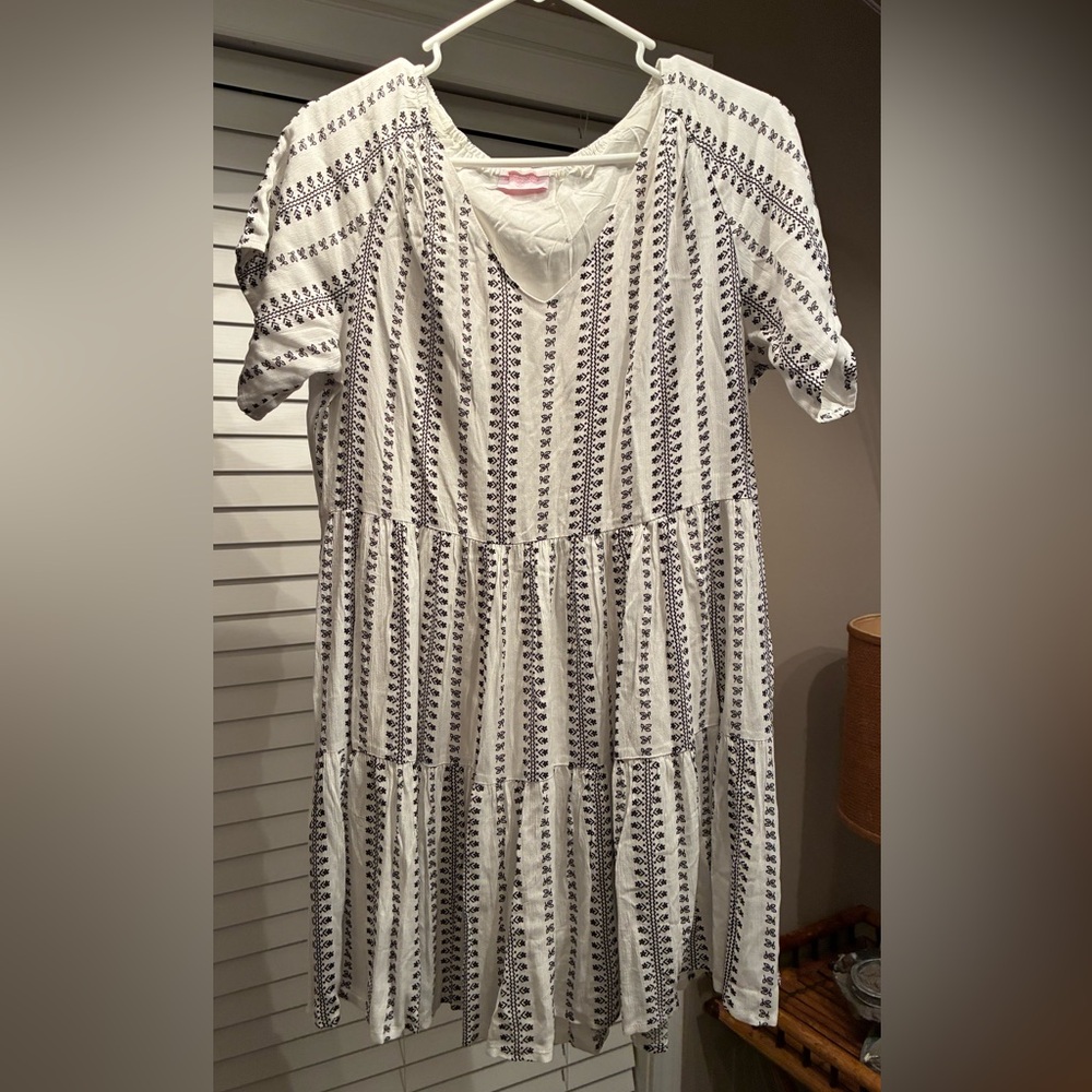 Pink Lily White and Black Mini Sundress
